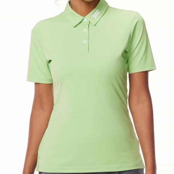 PXG Women's RP Signature Polo Shirt SZ L NWOT Lemon Grass Golf Pickleball Tennis - Picture 1 of 10